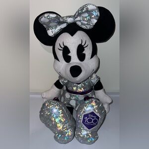 Disney Parks Minnie Mouse Plush Silver Platinum Anniversary 100 Years OF Wonder